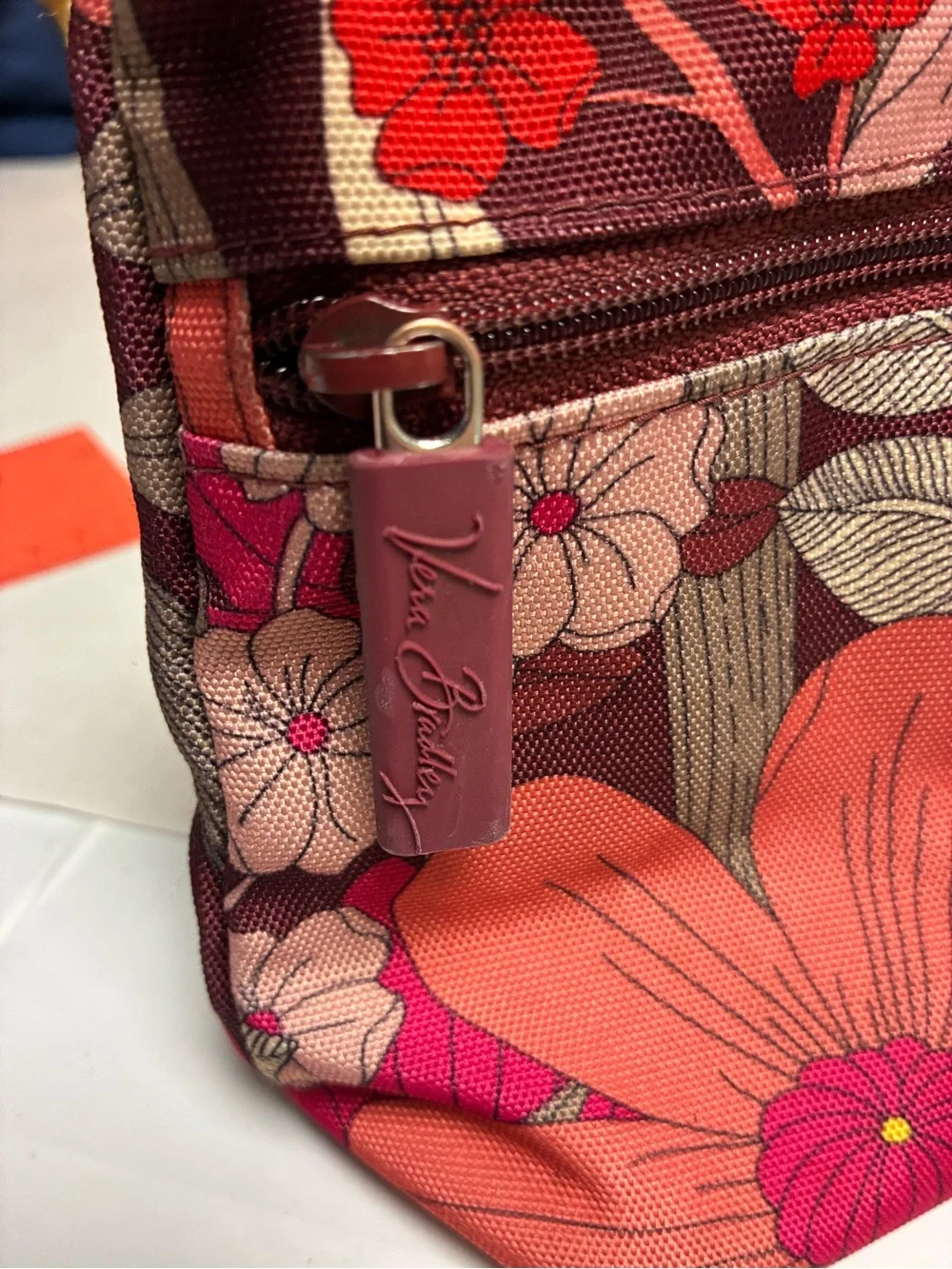 Vera Bradley Lighten Up Bohemian Blooms Cosmetic Case Red Pink Floral Retired
